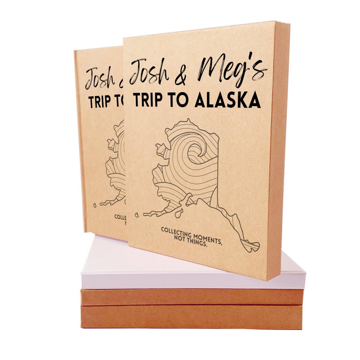 Personalized Alaskan adventure journal housed in a protective book slipcase—perfect for documenting your epic journey.