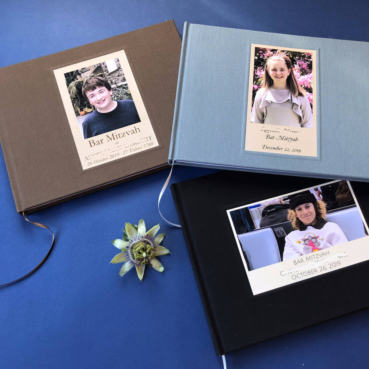 Custom Bar Mitzvah guest book with photo cover – personalized to capture memories, blessings, and well wishes from your celebration.