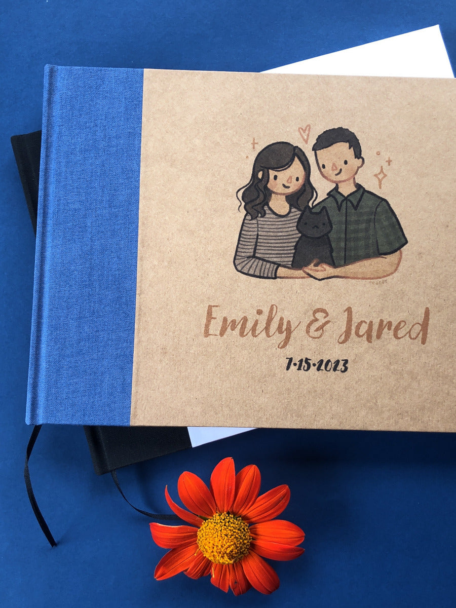 Personalized guest book for weddings – an heirloom-quality book to collect loving messages and memories from your guests.