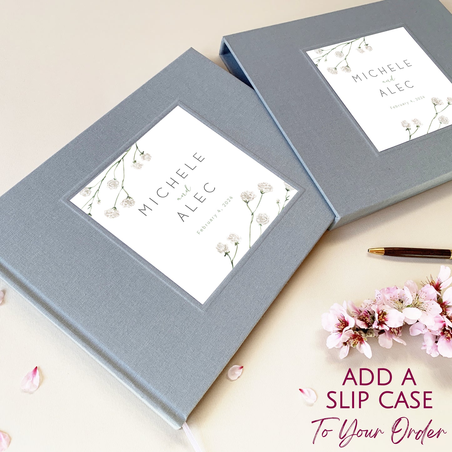 Custom Wedding Guest Book · Classic & Formal Floral · Minimalist