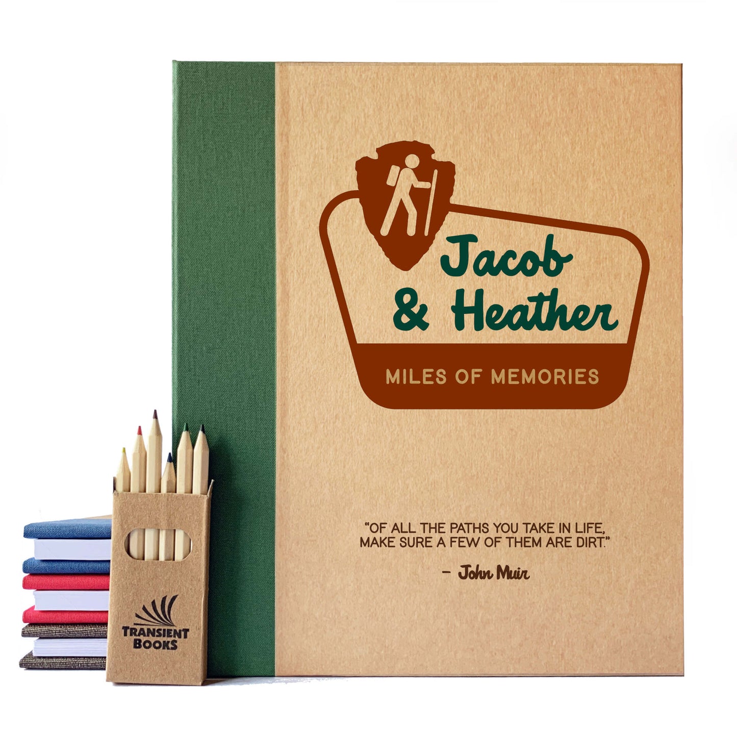 National Parks Scrapbook with personalized national parks sign on the cover. Handbound album with removable pages. Hardback. Ideal for park passport stamps, maps, memorabilia.