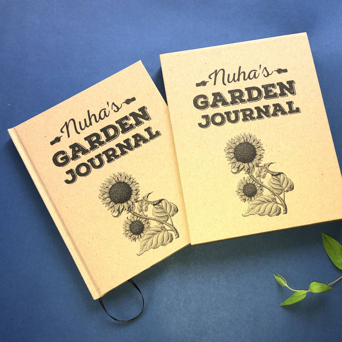Personalized garden journal in a custom book slipcase, perfect for storing notes, sketches, and planting plans.