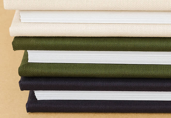 A close up photo of personalized scrapbooks with removable pages. You choose the cover color.