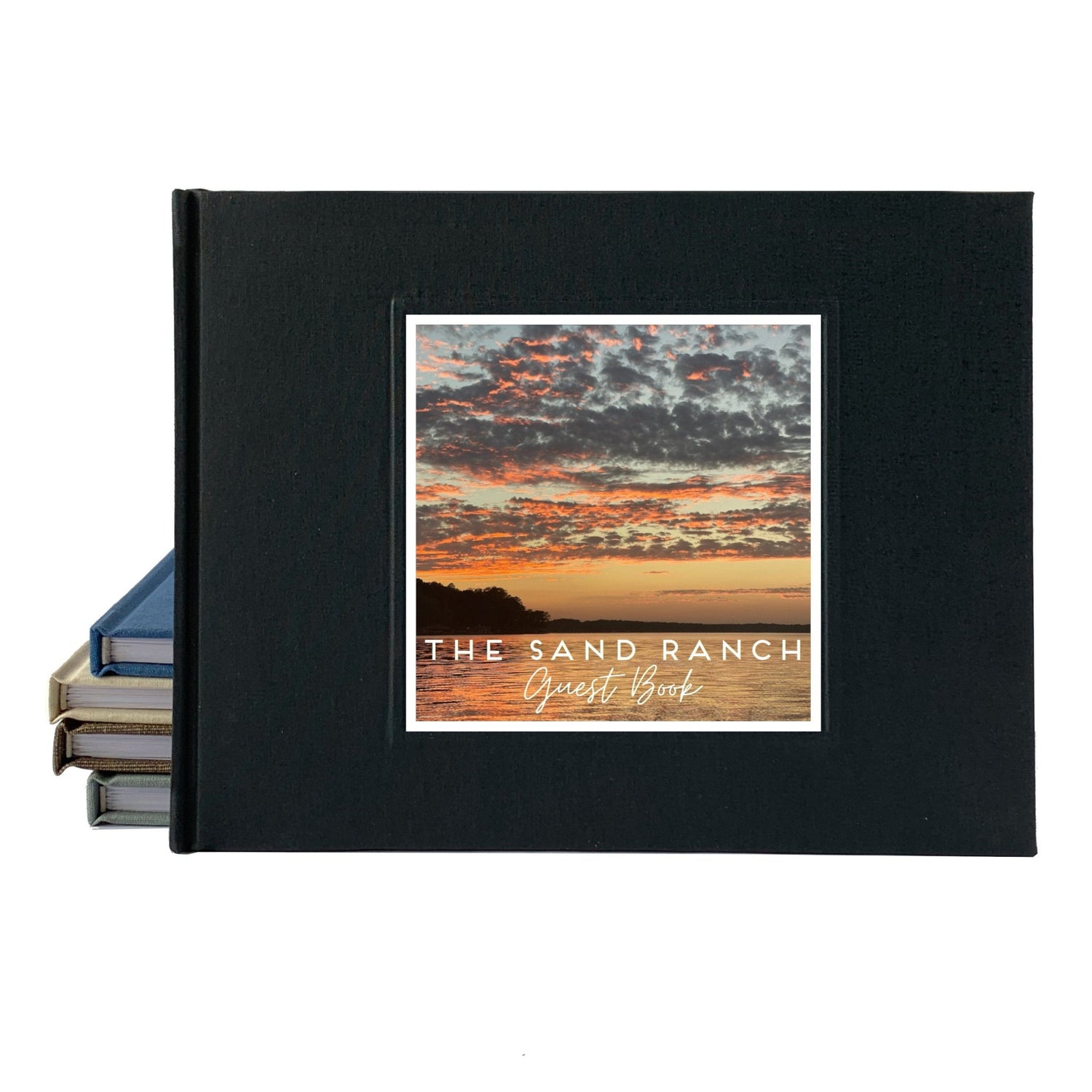 Personalized guest book for home with a custom photo on the cover, perfect for welcoming guests and capturing memories.