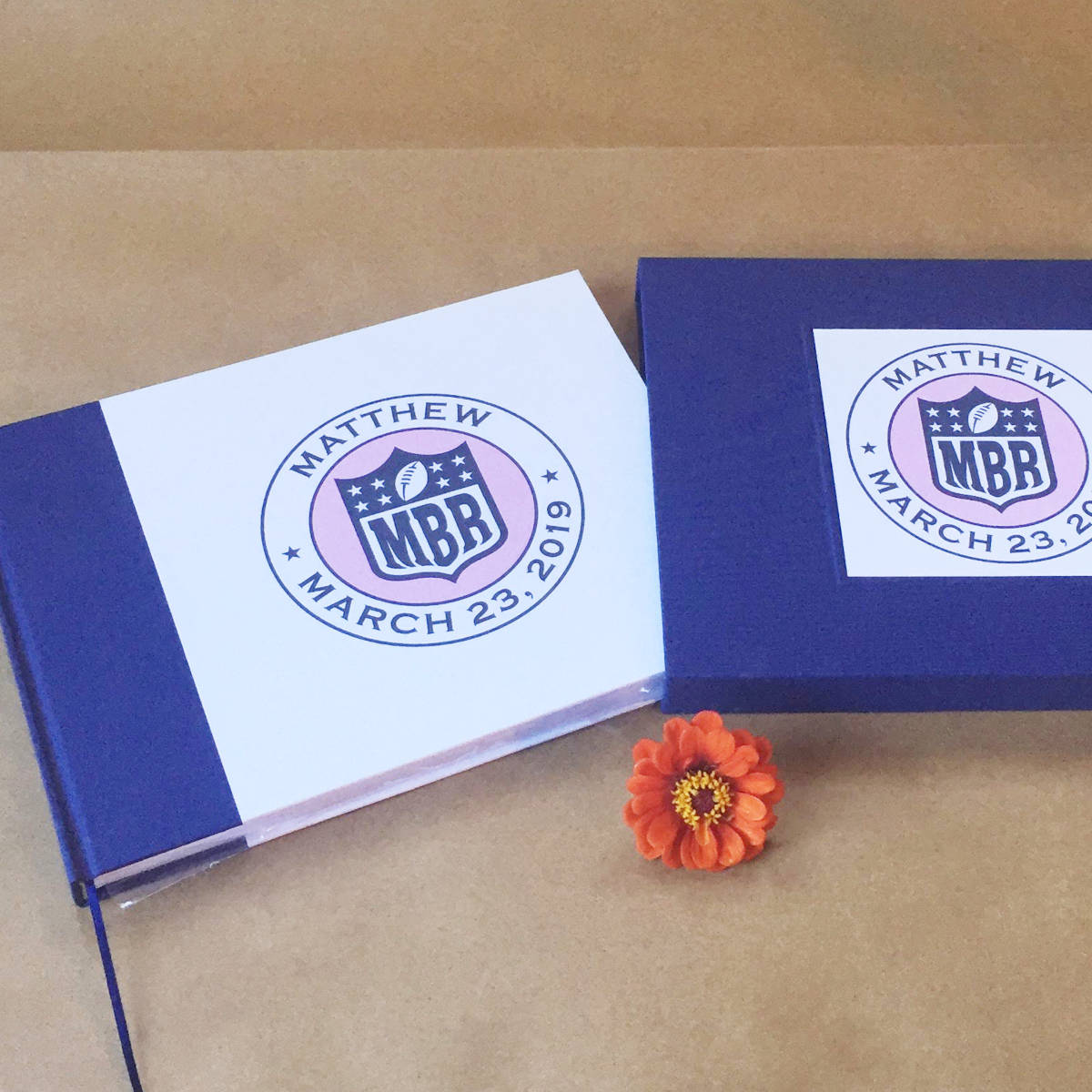 Sports-themed Bar Mitzvah guest book – custom scrapbook to capture messages, blessings, and memories from your celebration.