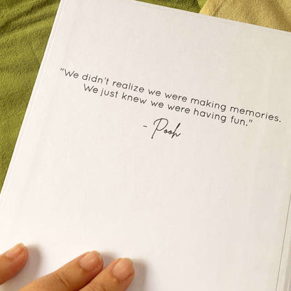 Romantic dedication custom printed on the inside front cover of a hand crafted couple's journal.