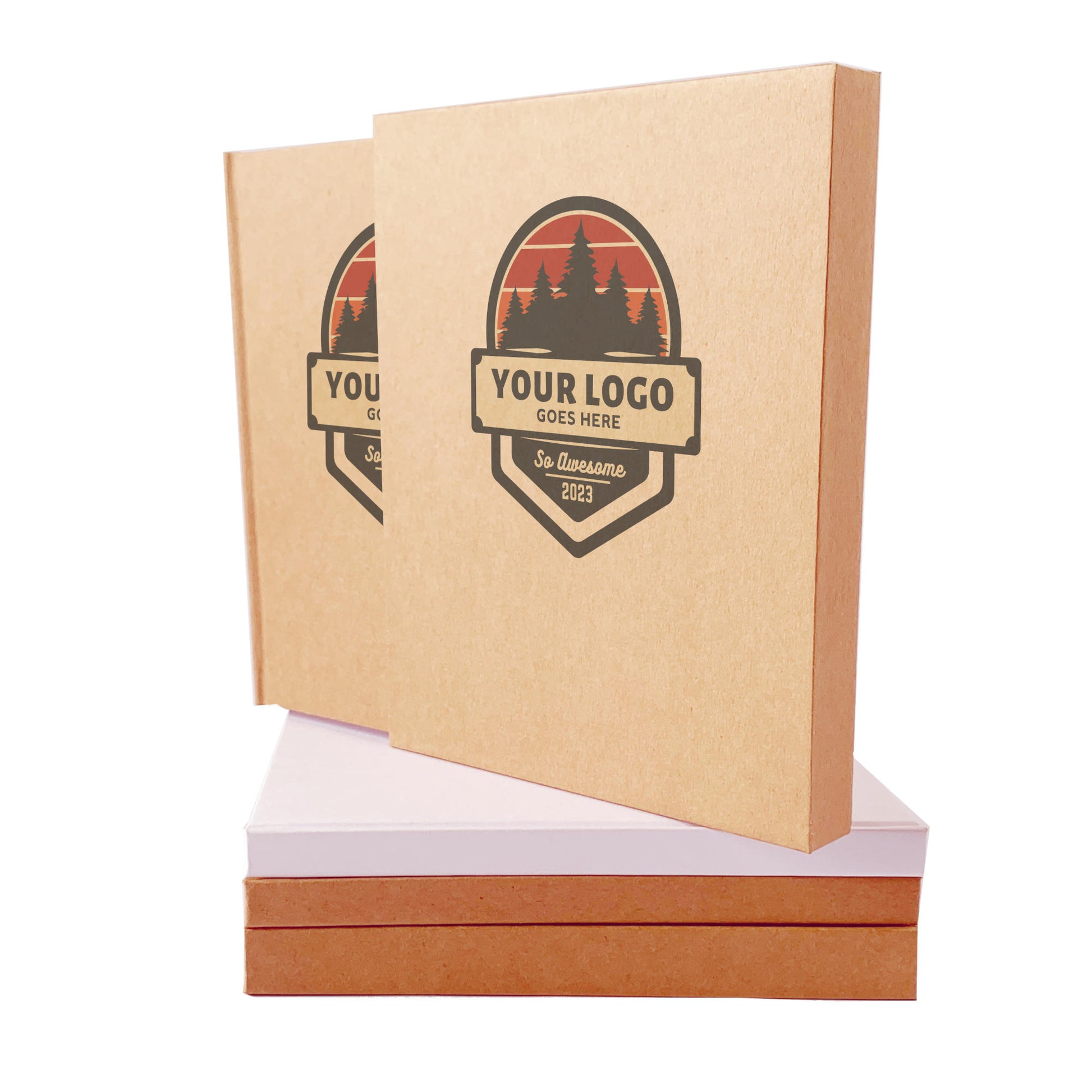 Custom Guest Book with your logo on the cover, house in a book slip case for extra protection and an amazing first impression.