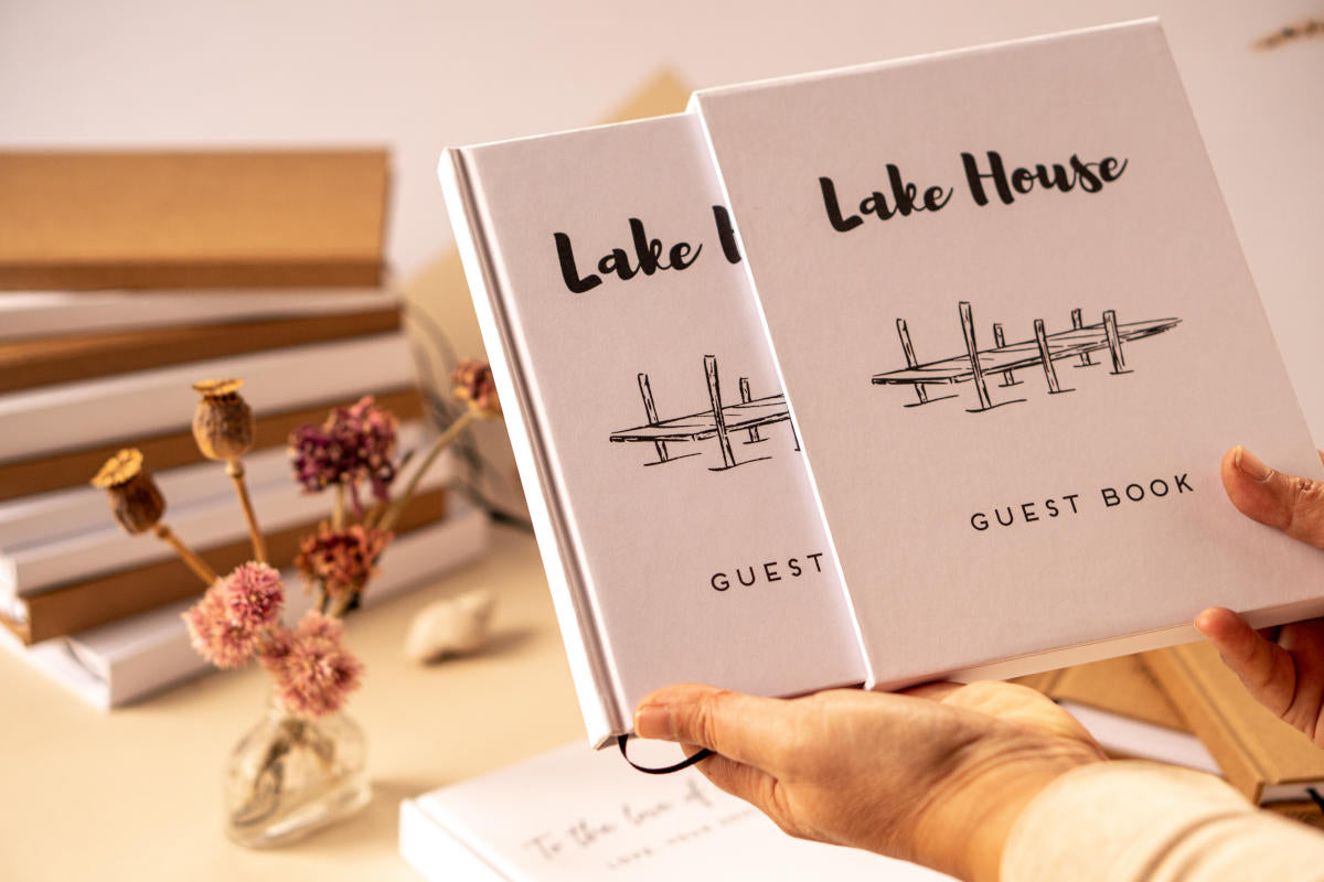 Custom slipcase designed to fit and protect personalized guest books, for an amazing first impression.