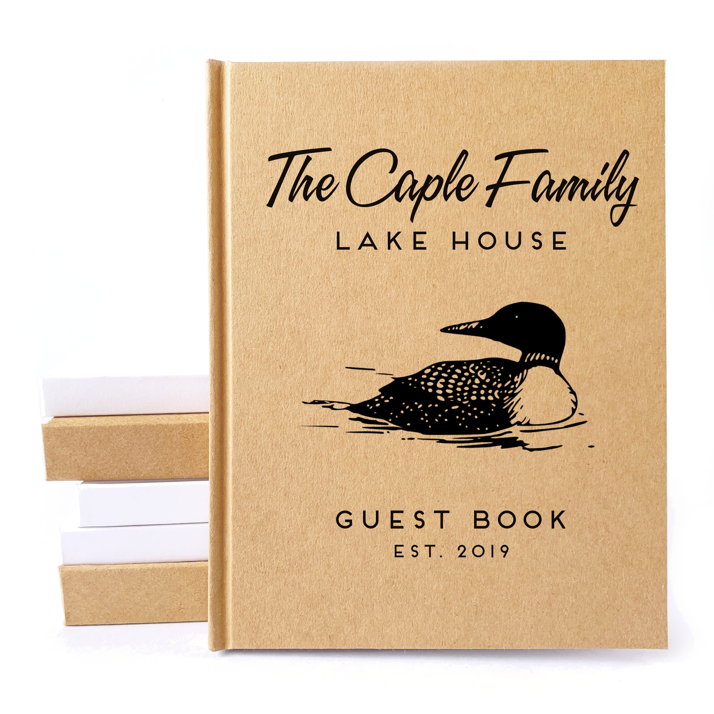 Lake House Memories Guest Book Set - Guest Home, House, 2024 Lodge, Cottage, Cabin- Guestbook Burlap Rustic Water Vacation Rental Sign In Pen