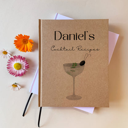 Custom Cocktail Recipe Book | Bartender Journal | Birthday Party Gift for Him