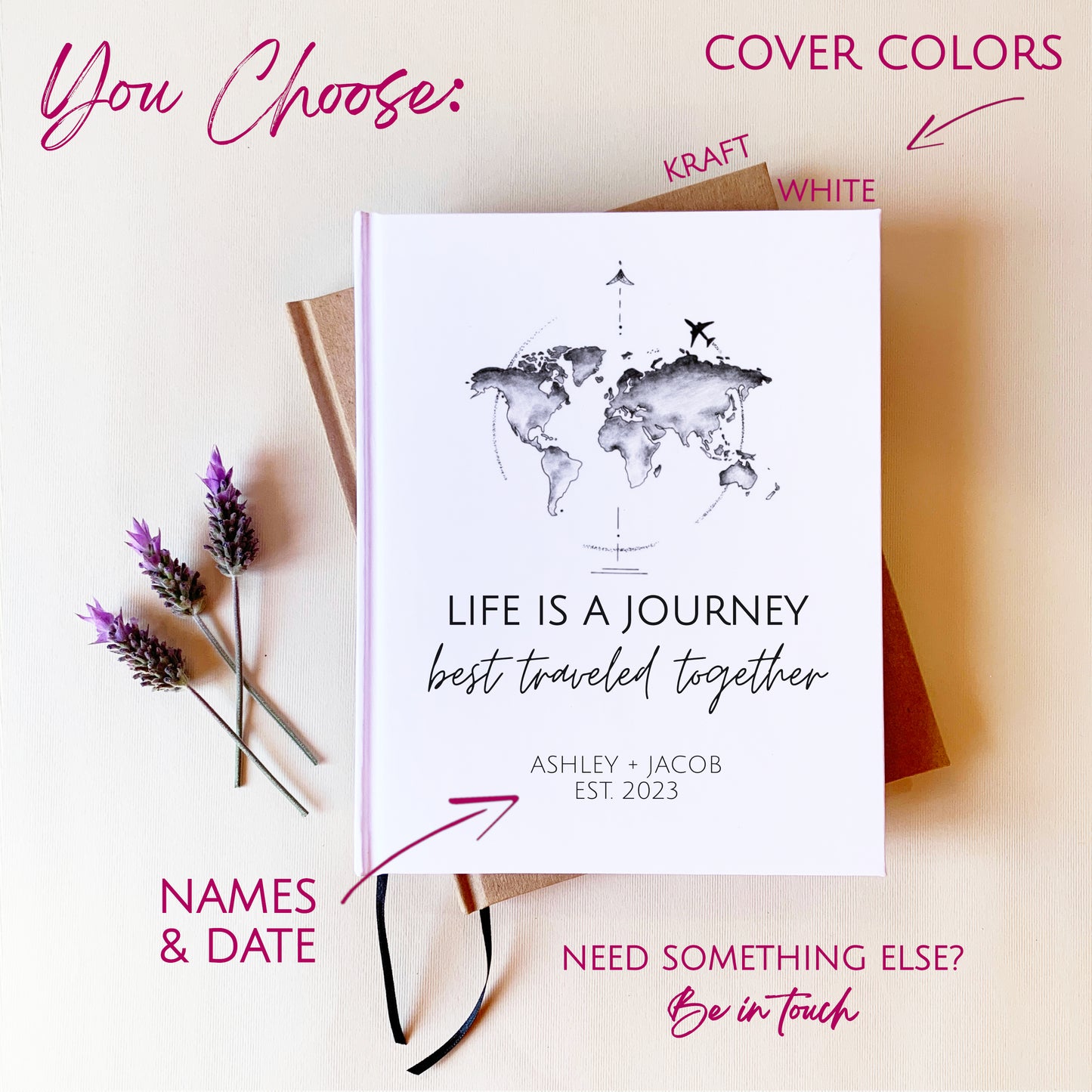 Custom World Travel Journal · Inspirational Adventure Gift for the Couple