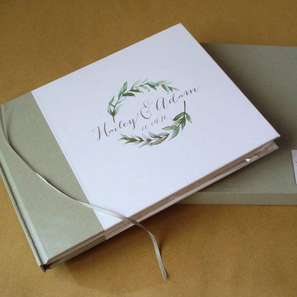 Custom wedding guest book – a personalized keepsake to capture heartfelt messages and memories from your special day.