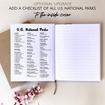 Custom National Parks Travel Journal · Camping Gift Book for the Couple · Outdoor Adventure · Happy Hikers · Passport Stamp Scrapbook 
