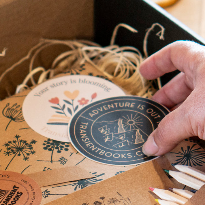 Inspirational vinyl stickers from Transient Books.