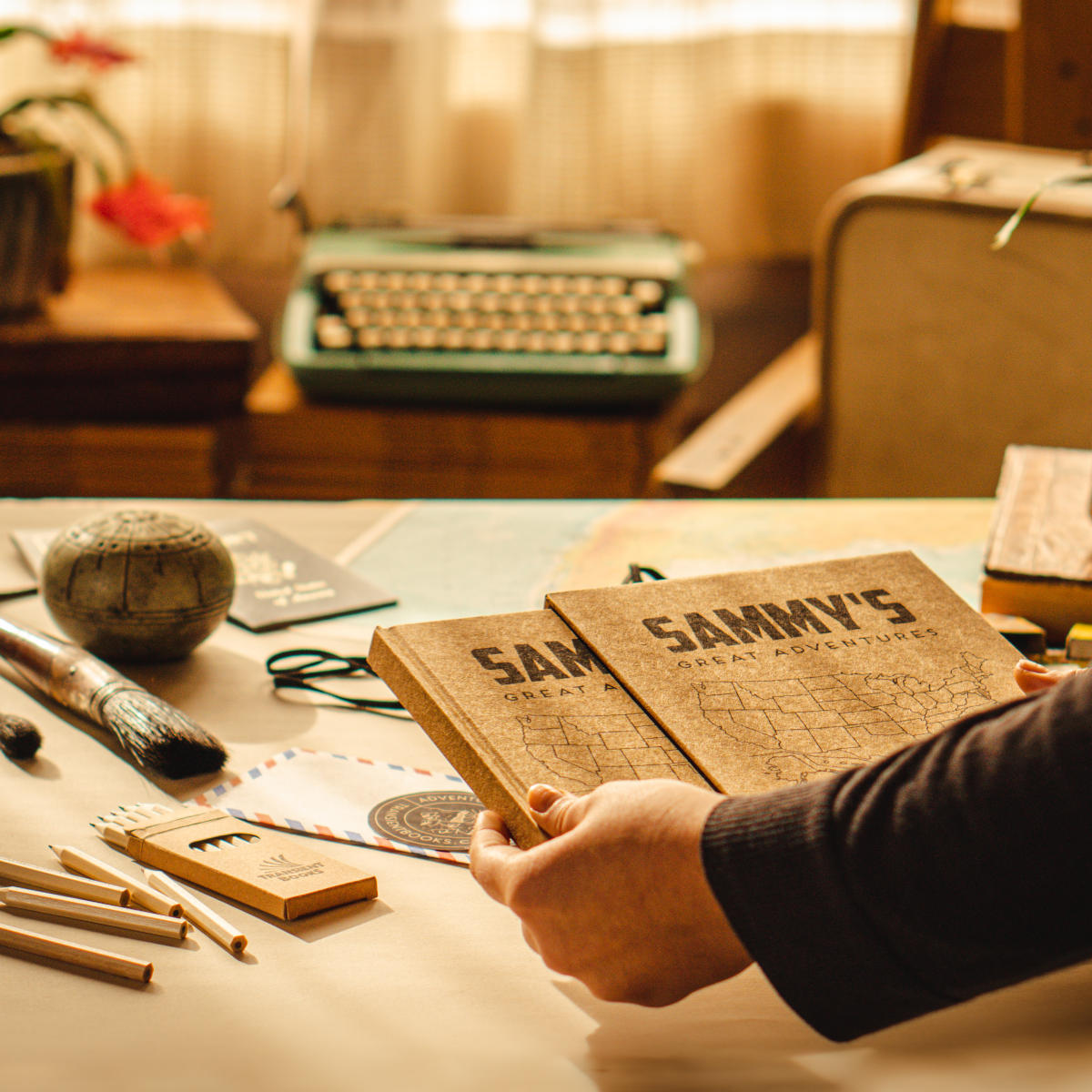 Handbound traveler's notebook in a custom slipcase. Personalized and perfect for preserving travel memories in style.