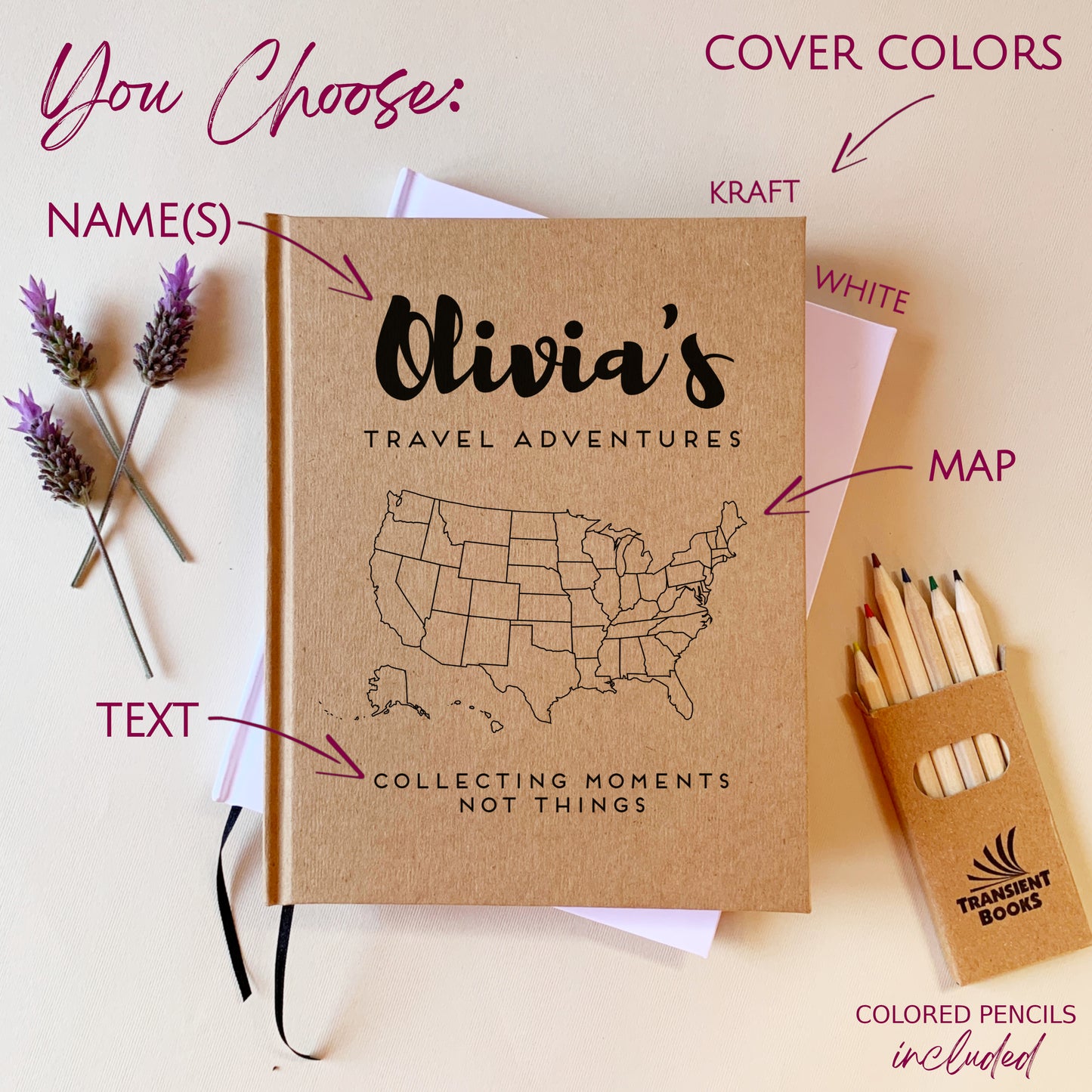 Custom USA Map Travel Journal · Color in the places you visit!