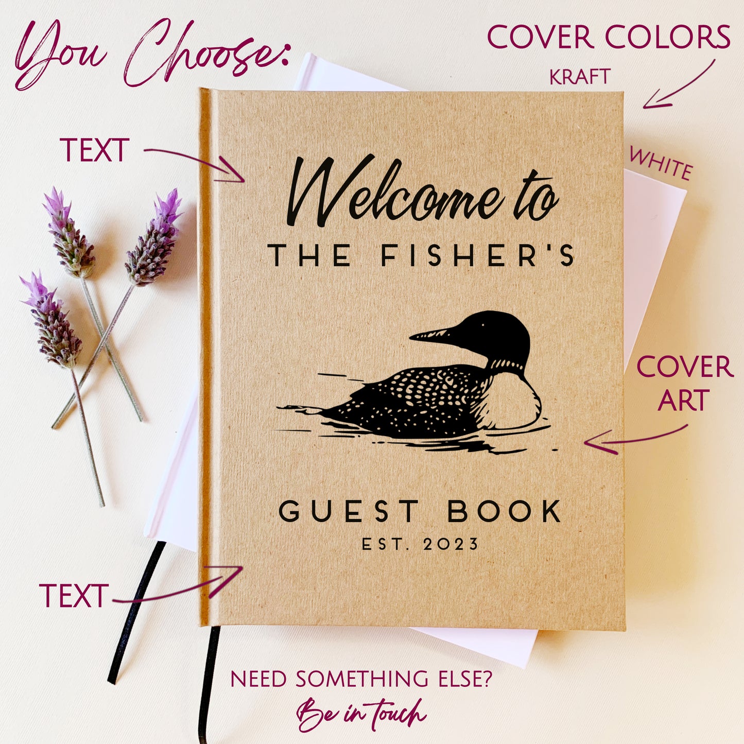Custom Vacation Home Guest Book · Hand bound Welcome Book for Lake House, Beach Condo or Mountain Cabin